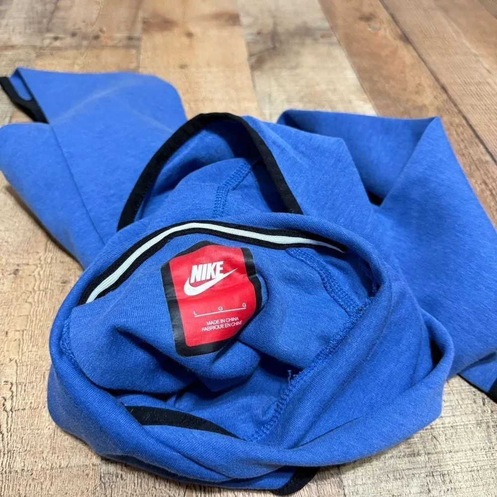 WOMEN'S NIKE TECH FLEECE RUNNING PULLOVER BLUE FUNNEL HOODIE SIZE L